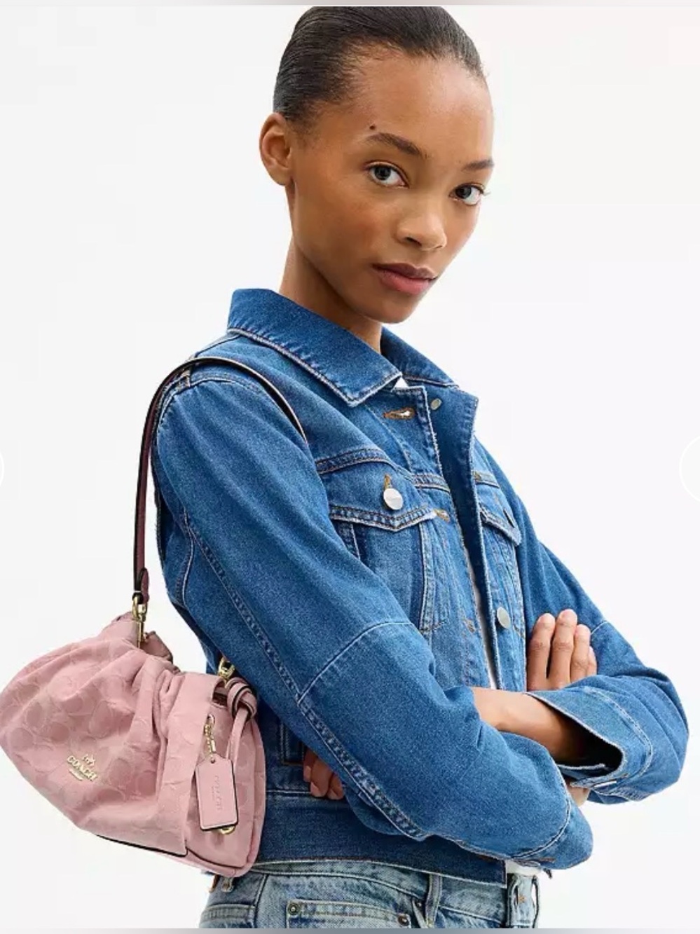 ❌SOLD❌🌸Coach Faye Shoulder Bag in Pink Signature Denim #CER68🌸 - Picture 2 of 11